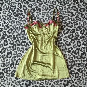 Princess Polly green silk mini dress